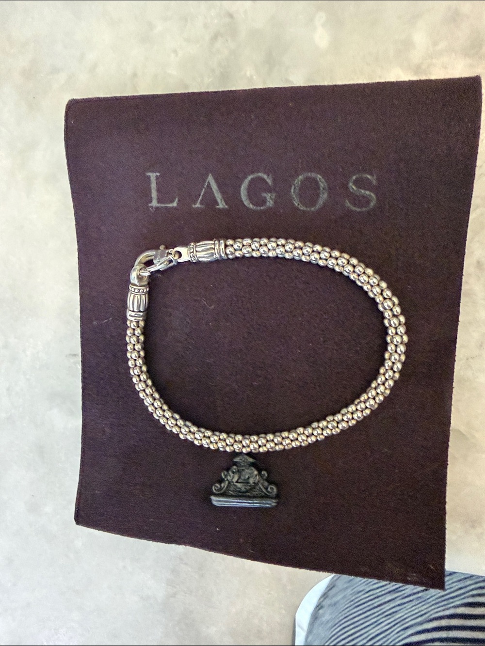 LAGOS Silver Beaded Bracelet with Decorative Charm